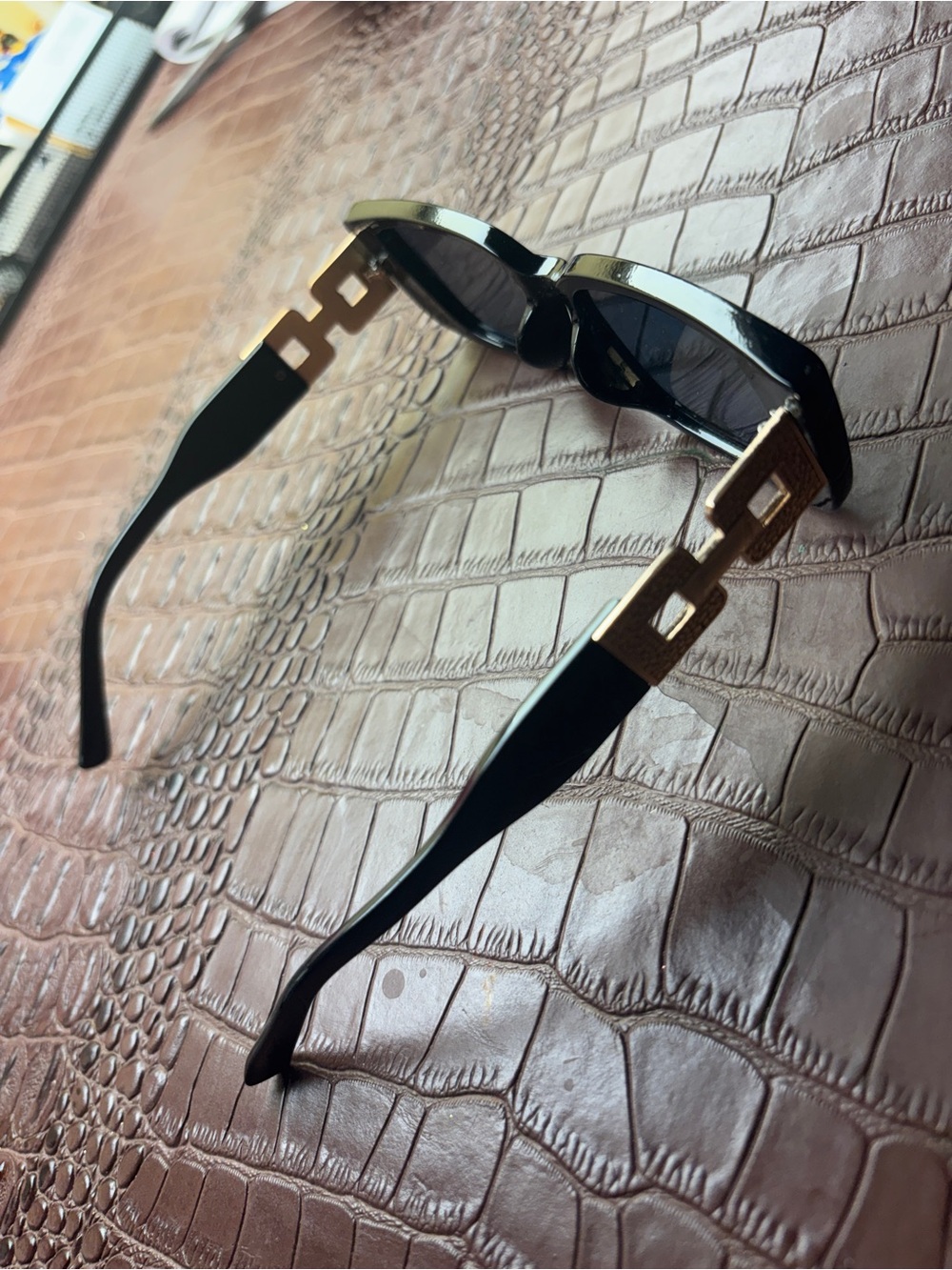 Women’s Black Sunglasses with Gold Accent Temples